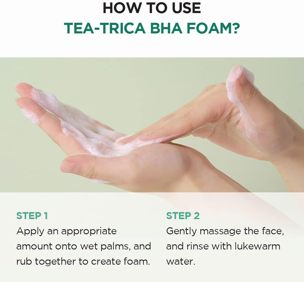 Madagascar Centella Tea-Trica BHA Foam 125Ml, 4.22 Fl.Oz | Foaming Facial Wash for Professional Cleansing Care | Deep Cleanse | Vegan | Korean Skincare