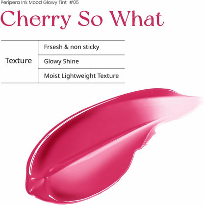 Ink Mood Glowy Tint Lip-Plumping, Naturally Moisturizing, Lightweight, Glow-Boosting, Long-Lasting, Comfortable, Non-Sticky, Mask Friendly, No White Film (05 CHERRY so WHAT)