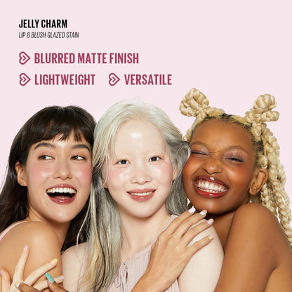 Lip & Blush Glazed Keychain Stain - Jelly Charm | Hydrating, Easily Buildable and Blendable | 01 Cherry Spritz | Formulated without Parabens and Phthalates
