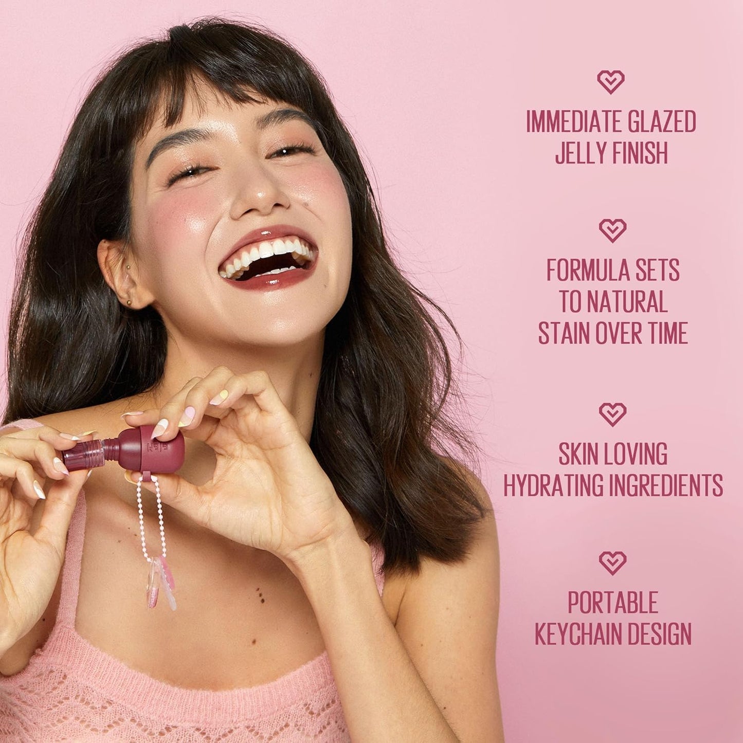 Lip & Blush Glazed Keychain Stain - Jelly Charm | Hydrating, Easily Buildable and Blendable | 01 Cherry Spritz | Formulated without Parabens and Phthalates