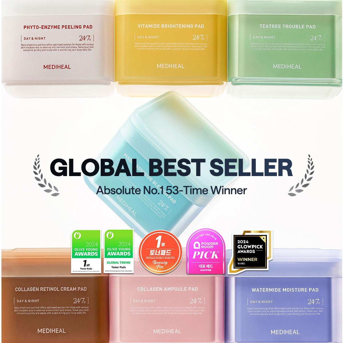 Phyto Enzyme Peeling Pad - Vegan Face Resurfacing Gauze Pads with LHA & Papaya Enzym - Pore Tightening Pads to Control Sebum - Exfoliating Pads for Dead Skin Cells, 100 Pads