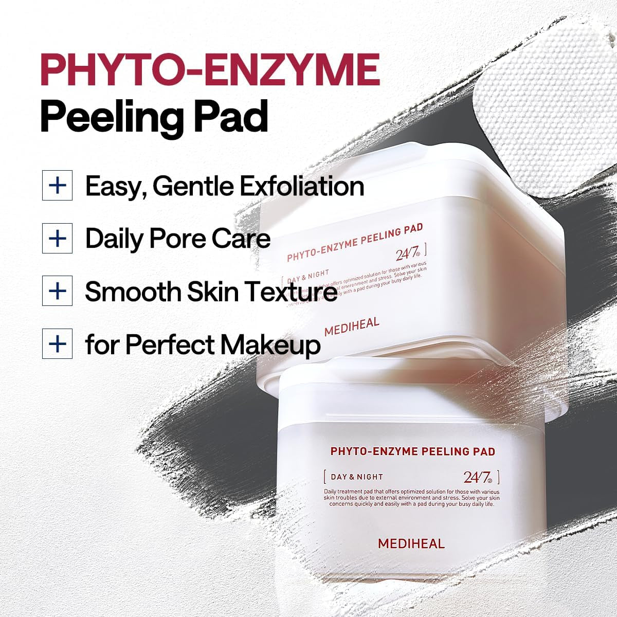 Phyto Enzyme Peeling Pad - Vegan Face Resurfacing Gauze Pads with LHA & Papaya Enzym - Pore Tightening Pads to Control Sebum - Exfoliating Pads for Dead Skin Cells, 100 Pads