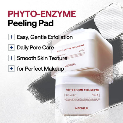 Phyto Enzyme Peeling Pad - Vegan Face Resurfacing Gauze Pads with LHA & Papaya Enzym - Pore Tightening Pads to Control Sebum - Exfoliating Pads for Dead Skin Cells, 100 Pads