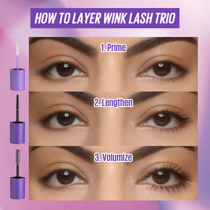 WINK LASH TRIO | Multi-Tasking Mascara Trio | Volumizing, Lengthening, and Clear Mascaras | K-Beauty, Vegan, Cruelty-Free