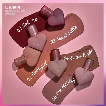 LOVE SWIPE | Velvety, Air-Whipped Lip Mousse with Velvet Finish | Easily Buildable and Blendable | 02 Sweet Softie | Formulated without Parabens and Phthalates | K-Beauty, Vegan, Cruelty-Free